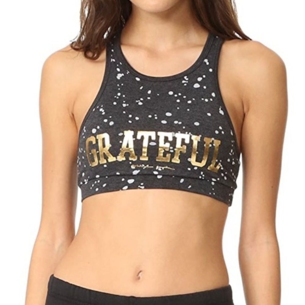 Spiritual Gangster Grateful Grey Spotted Sports Bra sz S
